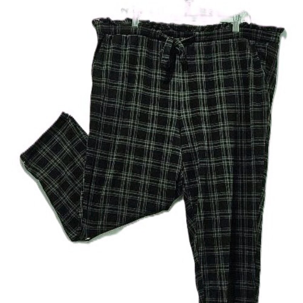 TORRID OLIVE GREEN BLACK PLAID PONTE KNIT PANTS  2  GOTH GRUNGE PUNK SPRING